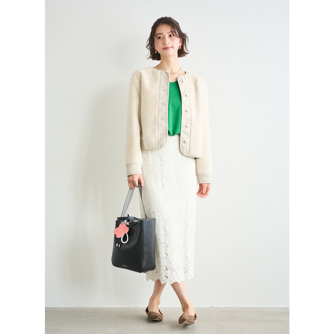 ルーニィ LOUNIE レースタイトスカート （オレンジ） - ファッション