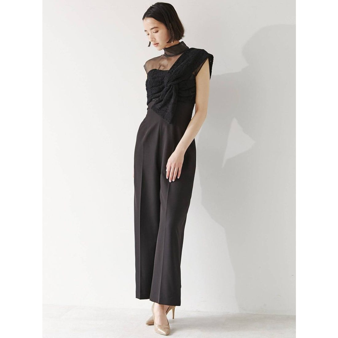 LAGUNAMOON LADYエンブロイダリーツイストパンツドレス（ブラック