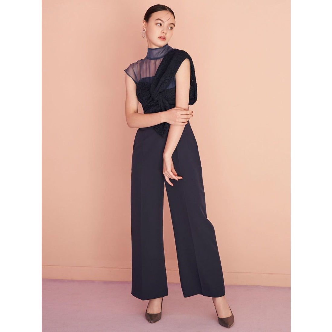 LAGUNAMOON LADYエンブロイダリーツイストパンツドレス （ネイビー