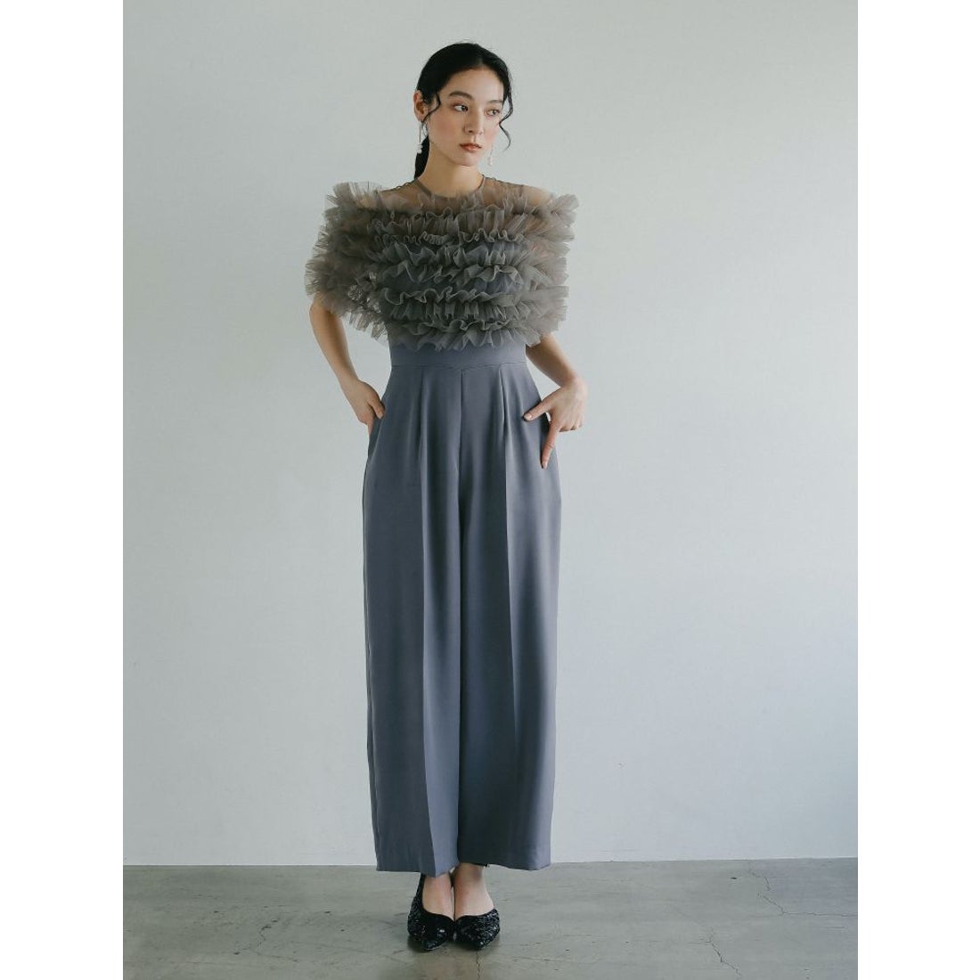 ラグナムーン LAGUNAMOON LADYチュールオフショルパンツドレス