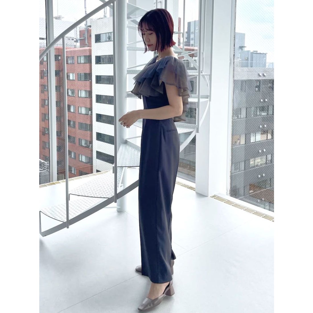 ラグナムーン LAGUNAMOON LADYチュールカラーベアパンツドレス