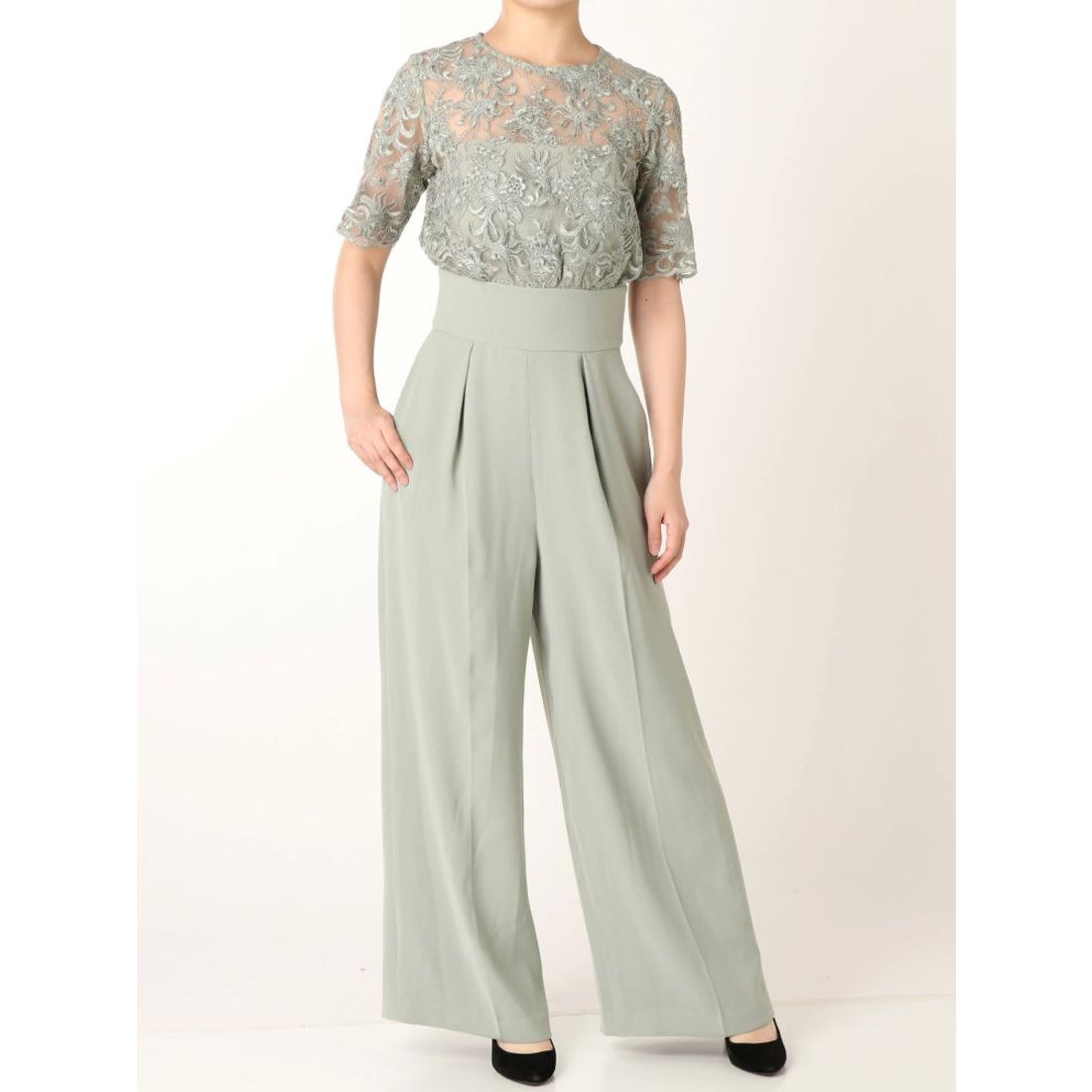 LAGUNAMOON LADY オーバーレースワイドパンツドレス（ブルー