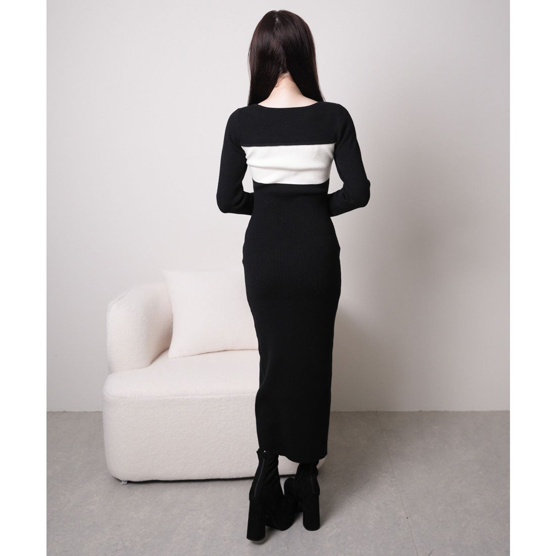 リップサービス LIP SERVICE デコルテオープンバイカラーリボンニット