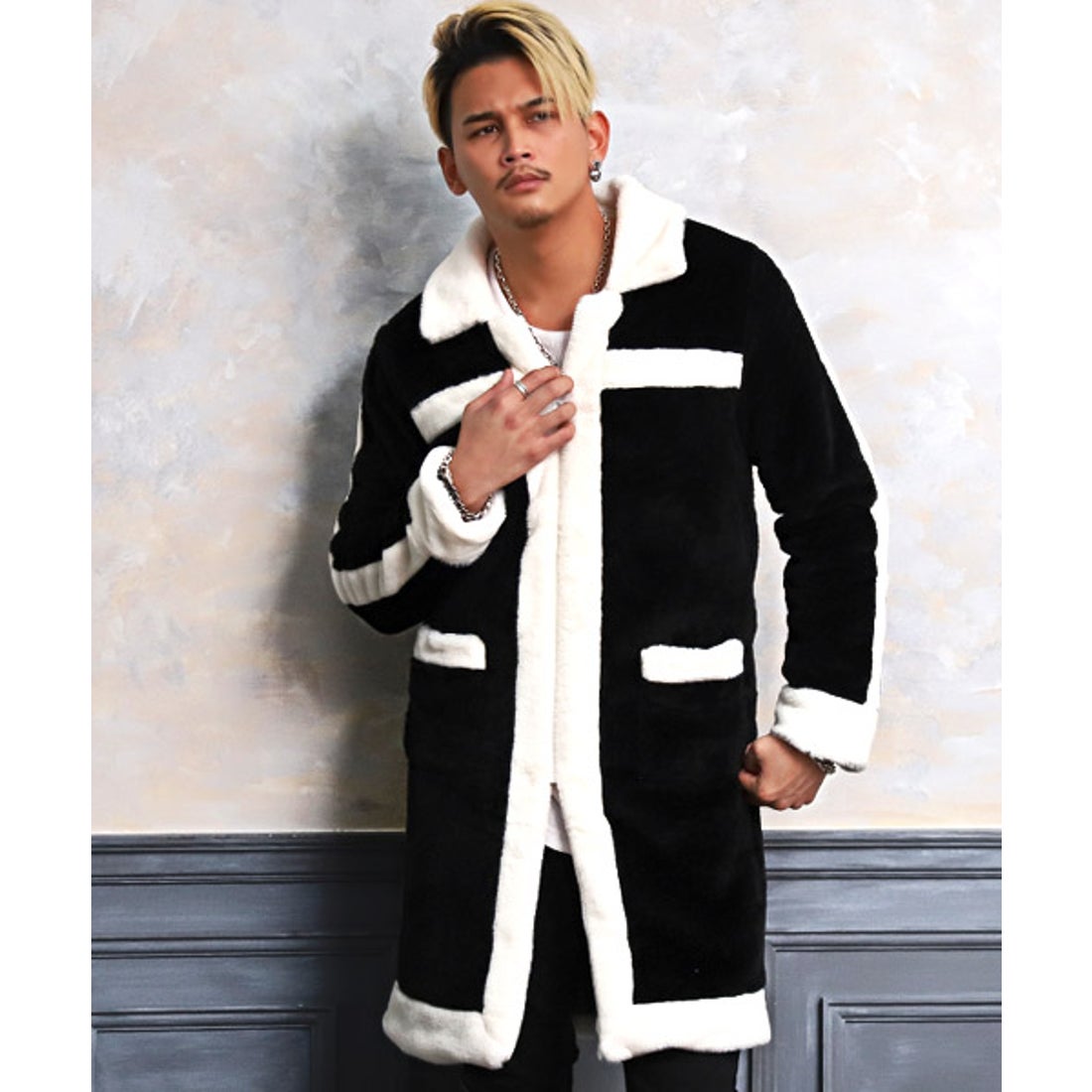 ラグスタイル LUXSTYLE ライン切替ファーロングコート/ロングコート