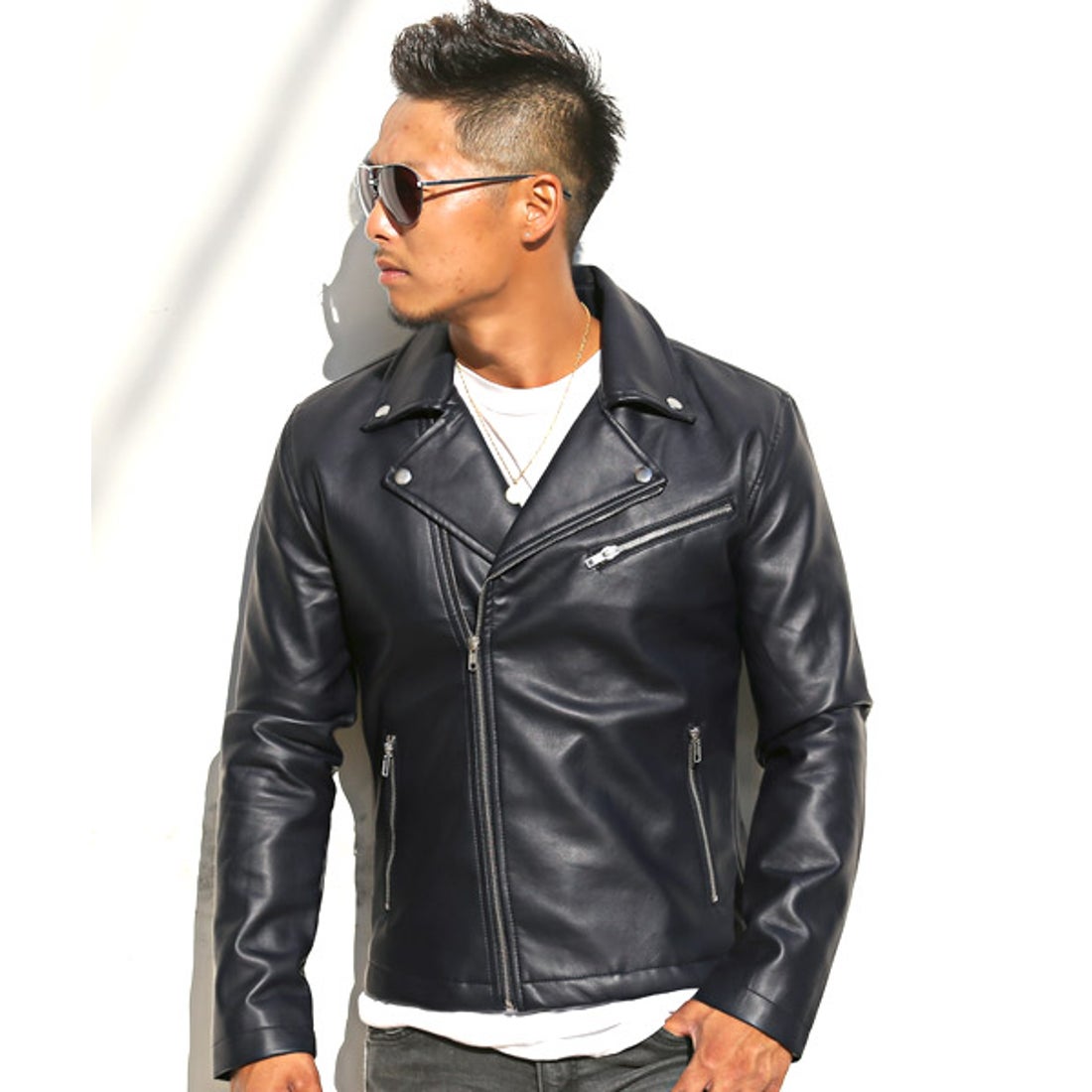 ラグスタイル LUXSTYLE PUレザーダブルライダースジャケット