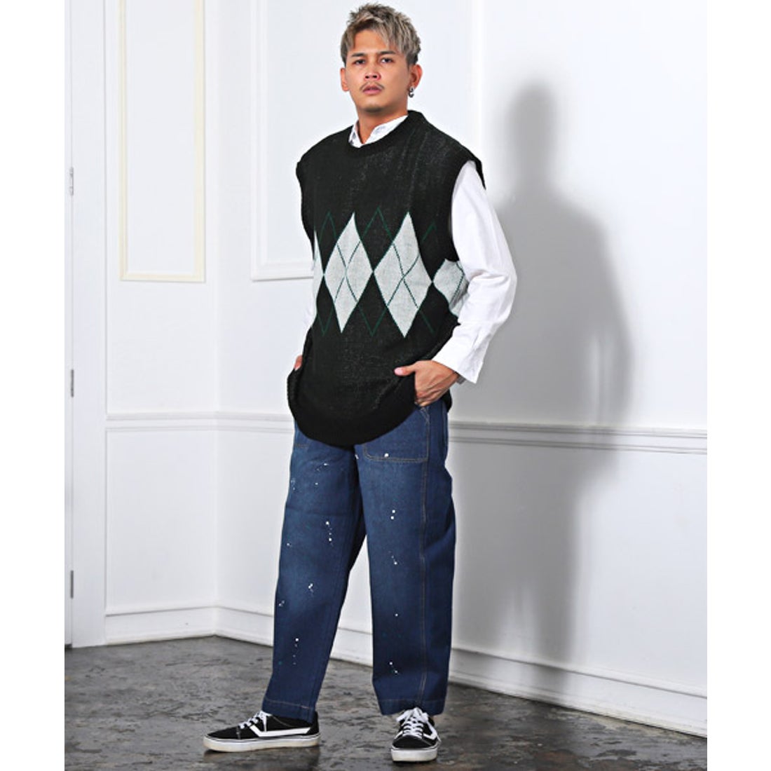 ラグスタイル LUXSTYLE ジャガードニットベスト/ニットベスト メンズ