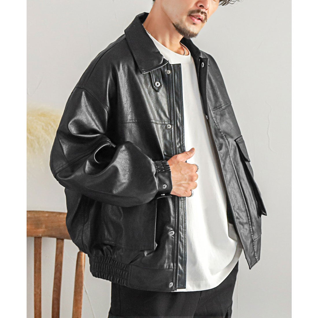 ラグスタイル LUXSTYLE A2タイプPUレザーブルゾン レザージャケット