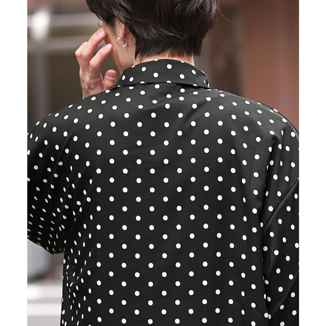 ラグスタイル LUXSTYLE ドット柄レギュラーカラー長袖シャツ