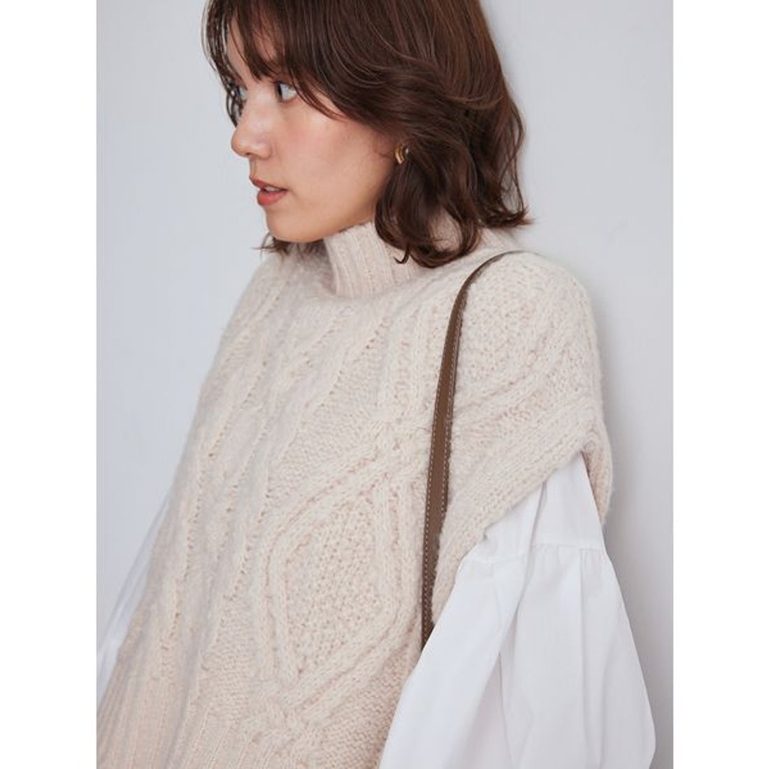 ミラ オーウェン Mila Owen 【セットアイテム】ケーブルベストシャツ