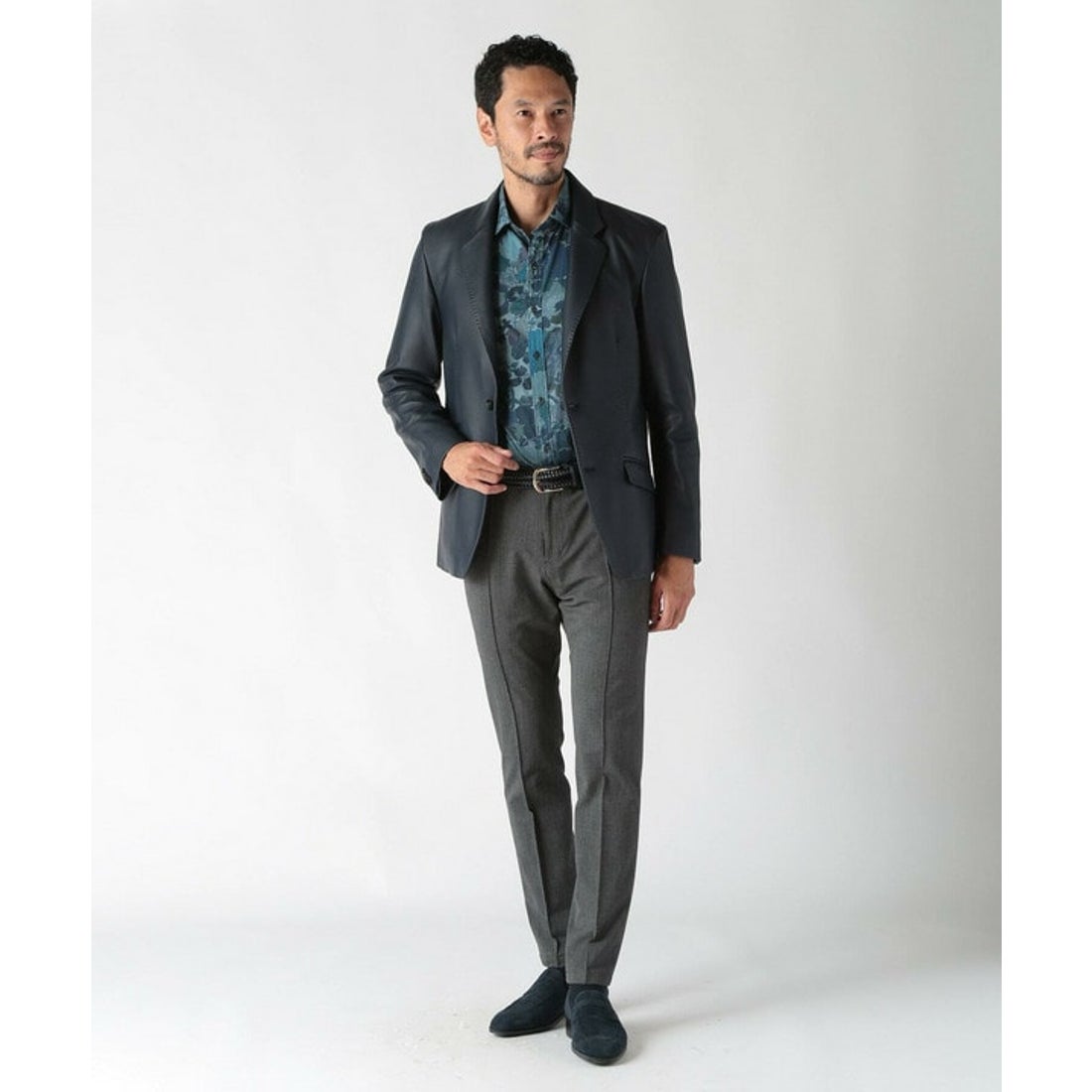 メンズビギ MEN'S BIGI シープレザーテーラードジャケット （ネイビー