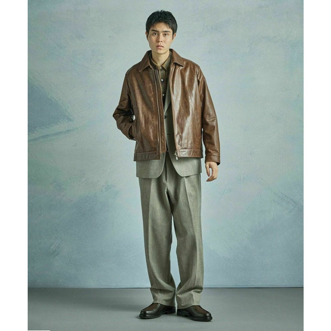 メンズビギ MEN'S BIGI ゴートレザー ライダースブルゾン （ブラック