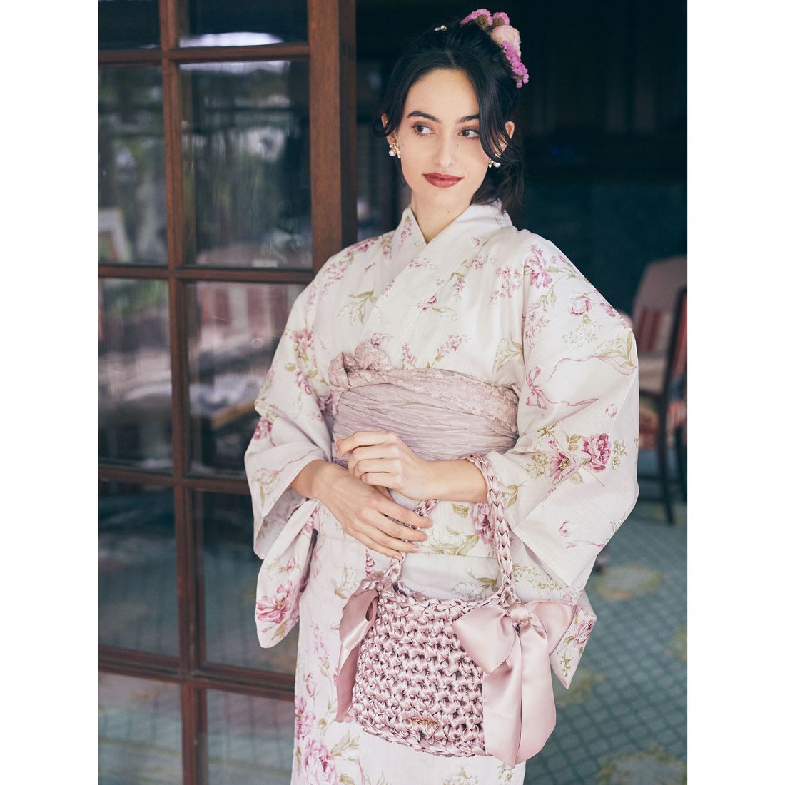 メゾン ド フルール Maison de FLEUR FLEURリボン浴衣 （ピンク） -靴