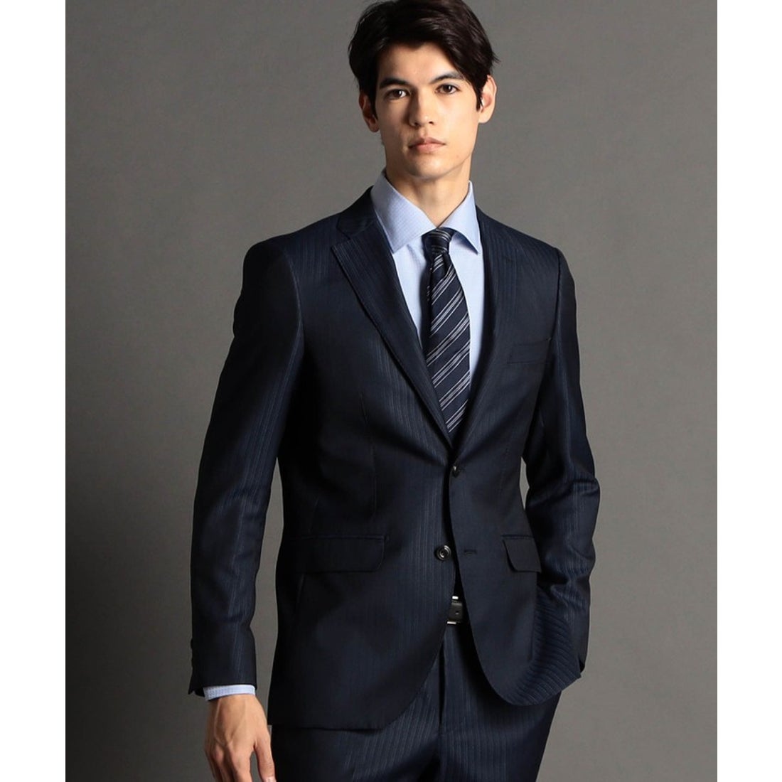 ムッシュニコル MONSIEUR NICOLE ドビーストライプ スーツ （60ブルー