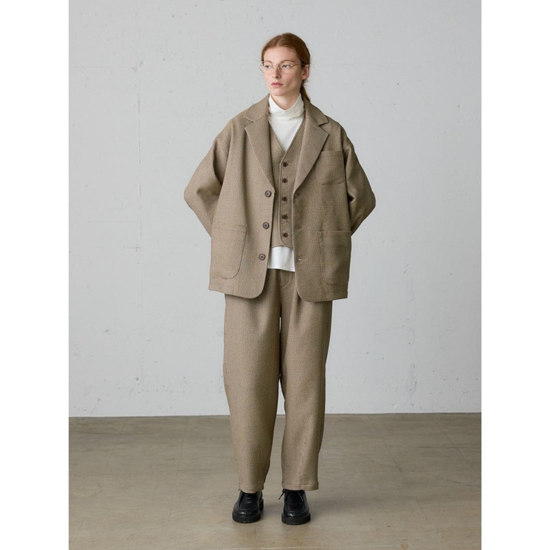 ミディウミ MidiUmi MidiUmi テーラードジャケット （ブラウンチェック