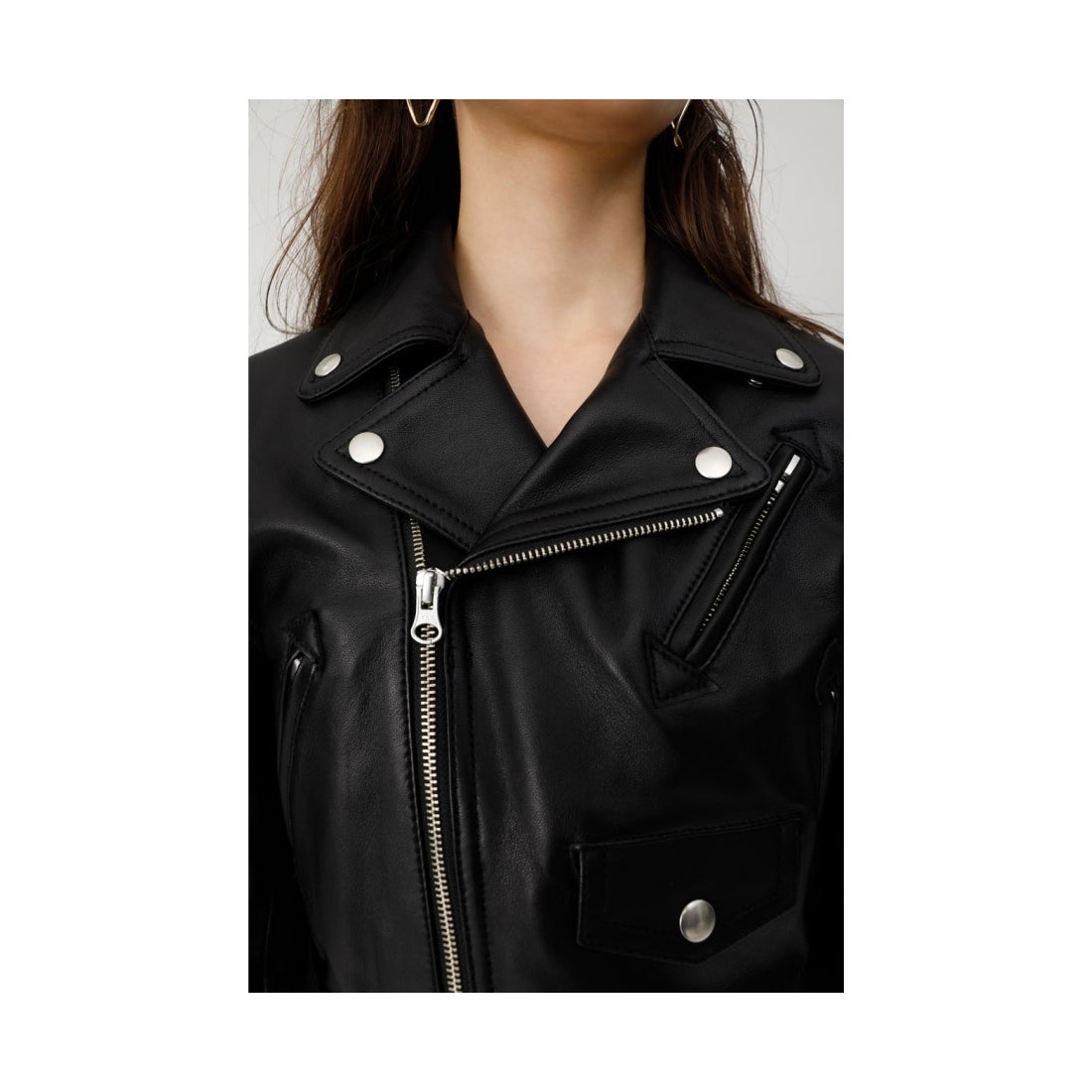 MOUSSY moussy LEATHERライダースジャケット ブラック -アウトレット