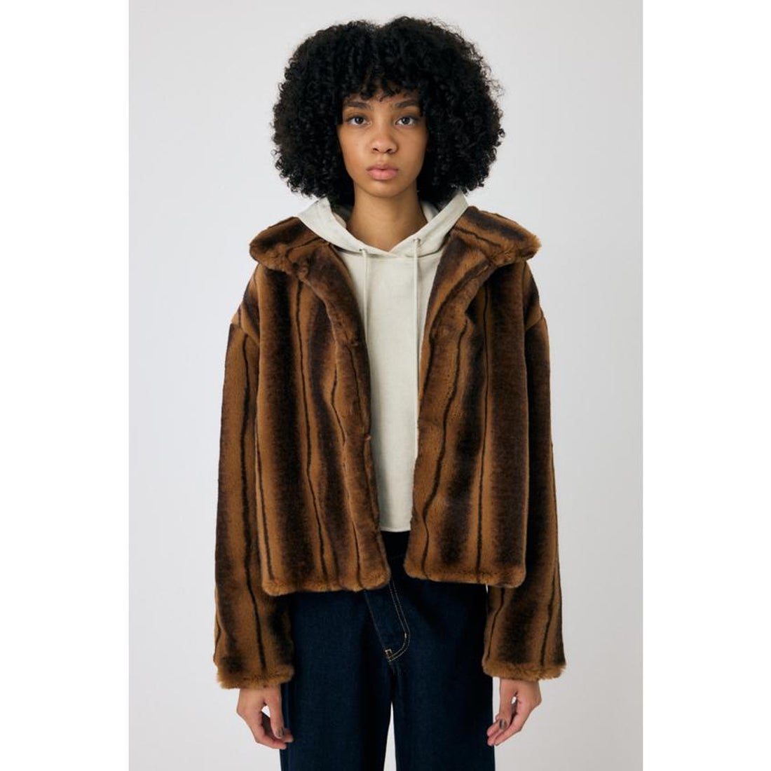 マウジー MOUSSY FAUX FUR スタンドカラージャケット （ECRU