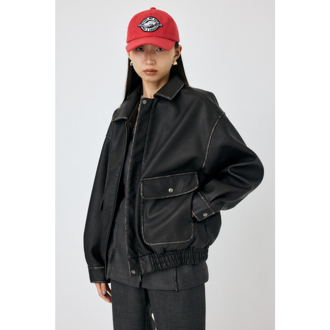 MOUSSY F/LEATHER A-2 フライトジャケット BLK -靴＆ファッション通販