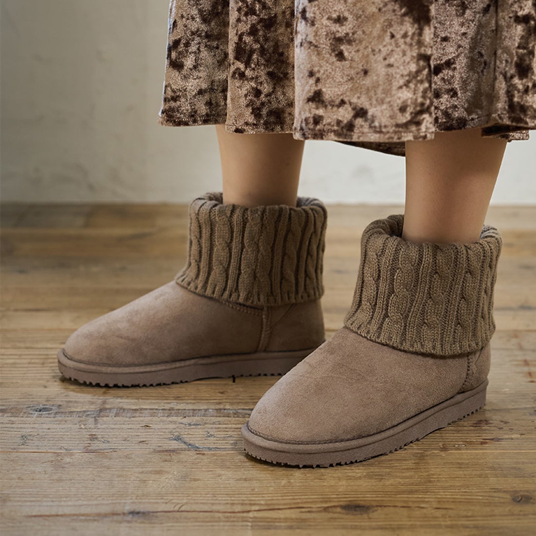 モズ moz Balancoire ニットムートンブーツ （オーク） -waja bazar