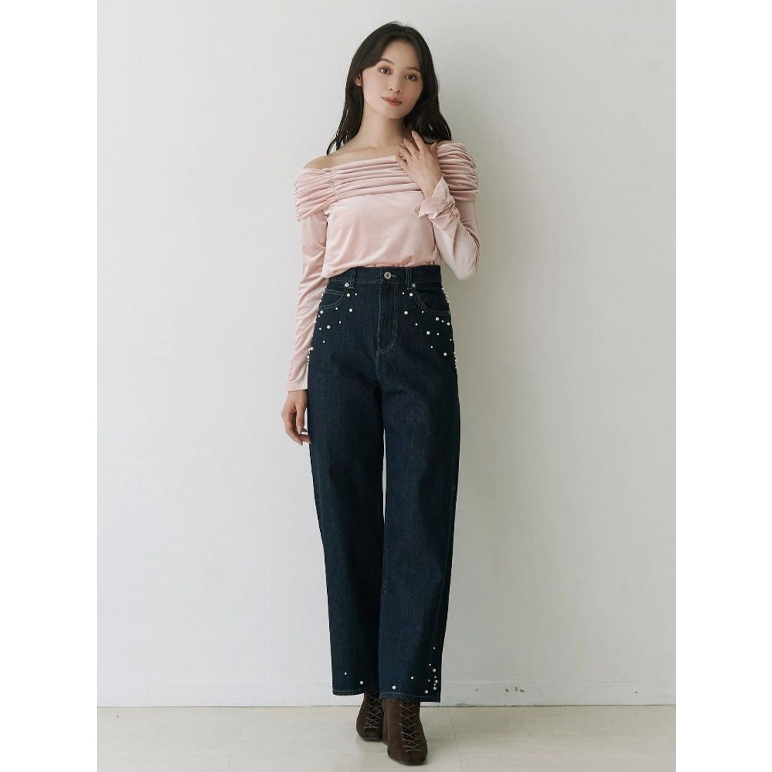 マーキュリーデュオ MERCURYDUO パールデニムパンツ （ブルー