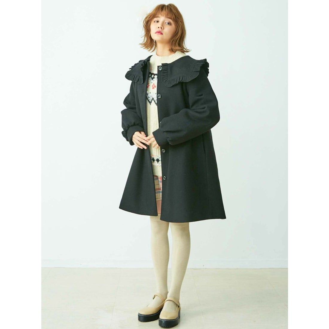 merry jenny Aラインセーラーコート（ブラック） -靴＆ファッション