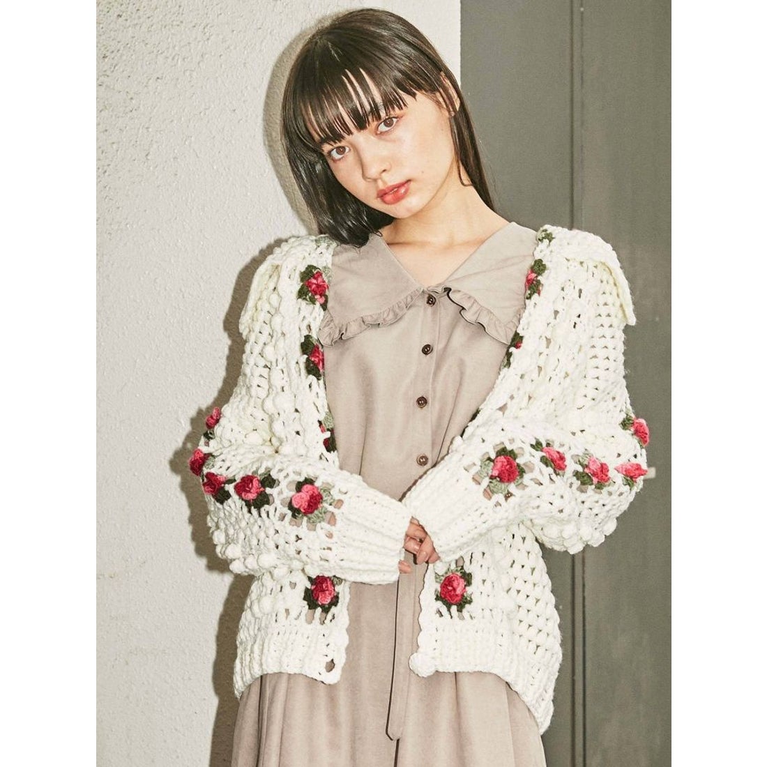 merry jenny クロシェカーディガン（オフホワイト） -ファッション通販