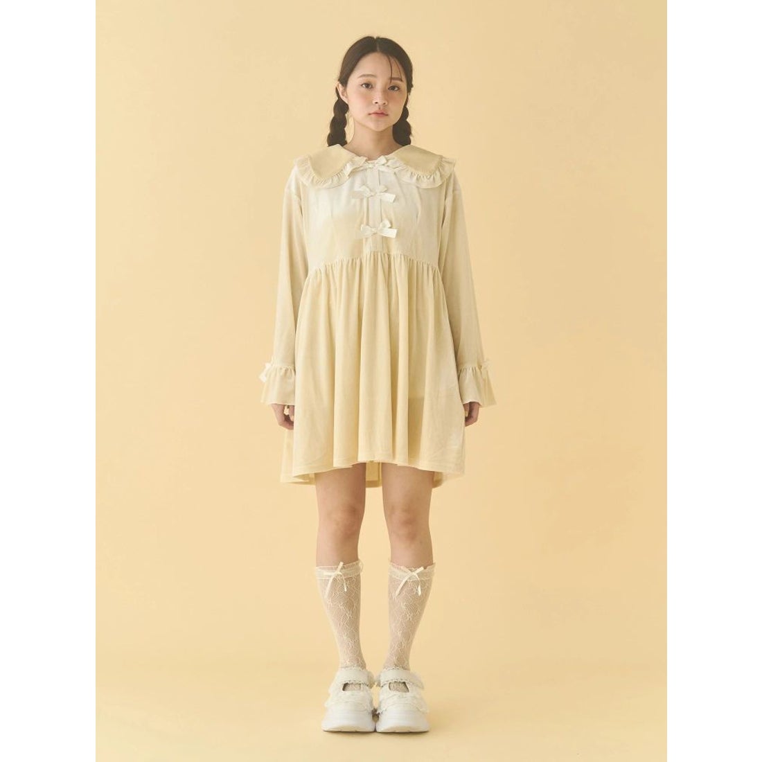 メリージェニー merry jenny ベロアリボンミニワンピース （ブラック