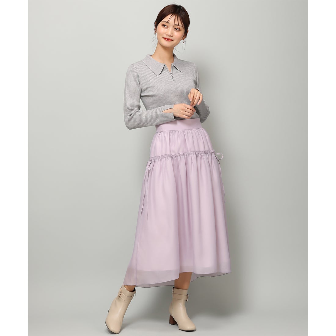 ミッシュマッシュ MISCH MASCH サイドリボンギャザーラメスカート