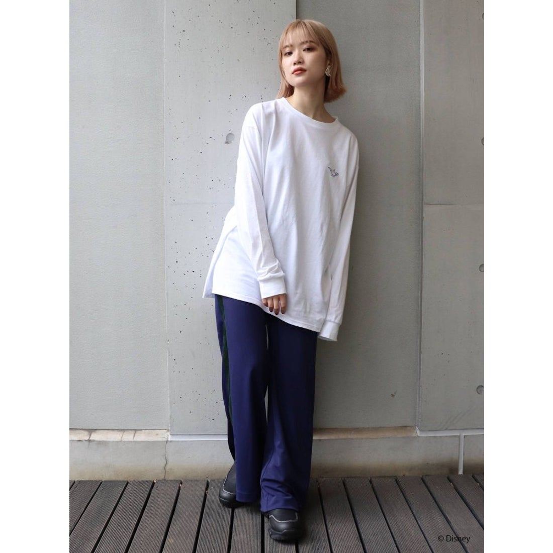 MURUA ラインベロアパンツ（ネイビー） -靴＆ファッション通販