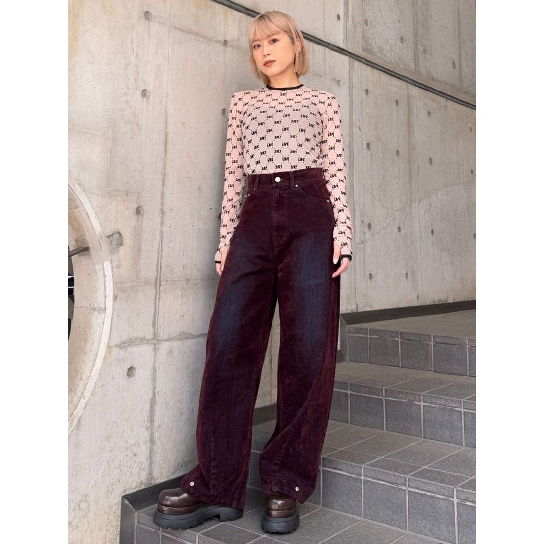 ムルーア MURUA フロッキーバレルレッグデニム【セット販売対象