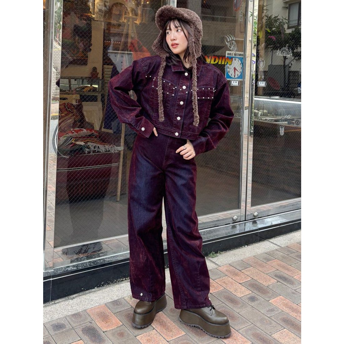 ムルーア MURUA フロッキーバレルレッグデニム【セット販売対象