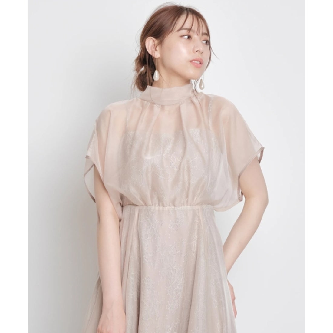 マイストラーダ Mystrada エアリーフレアドレス （紺） - ファッション