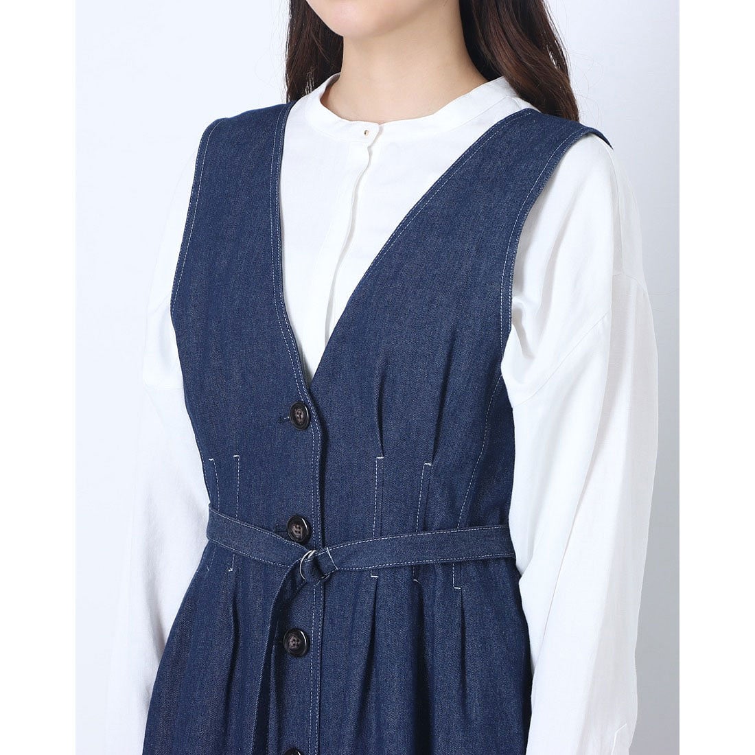 マイストラーダ Mystrada 前後2WAY Vネックジャンスカワンピース （紺