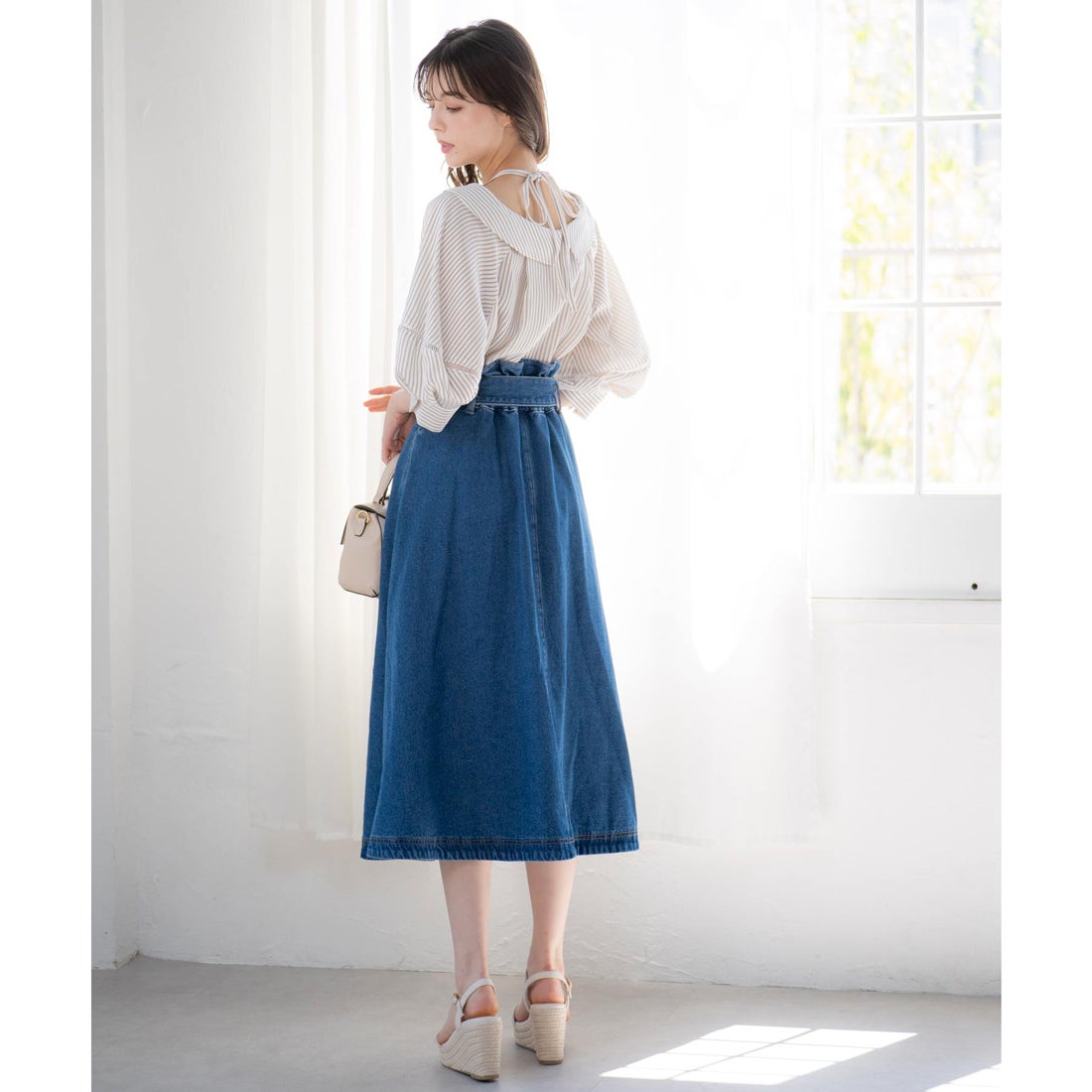 ノエラ NOELA デニムフレアスカート （インディゴブルー