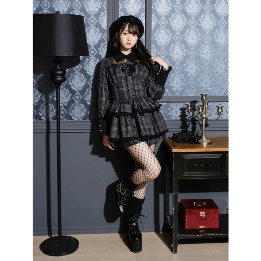 ノエミー NOEMIE ティアードレースアップセットアップ （黒