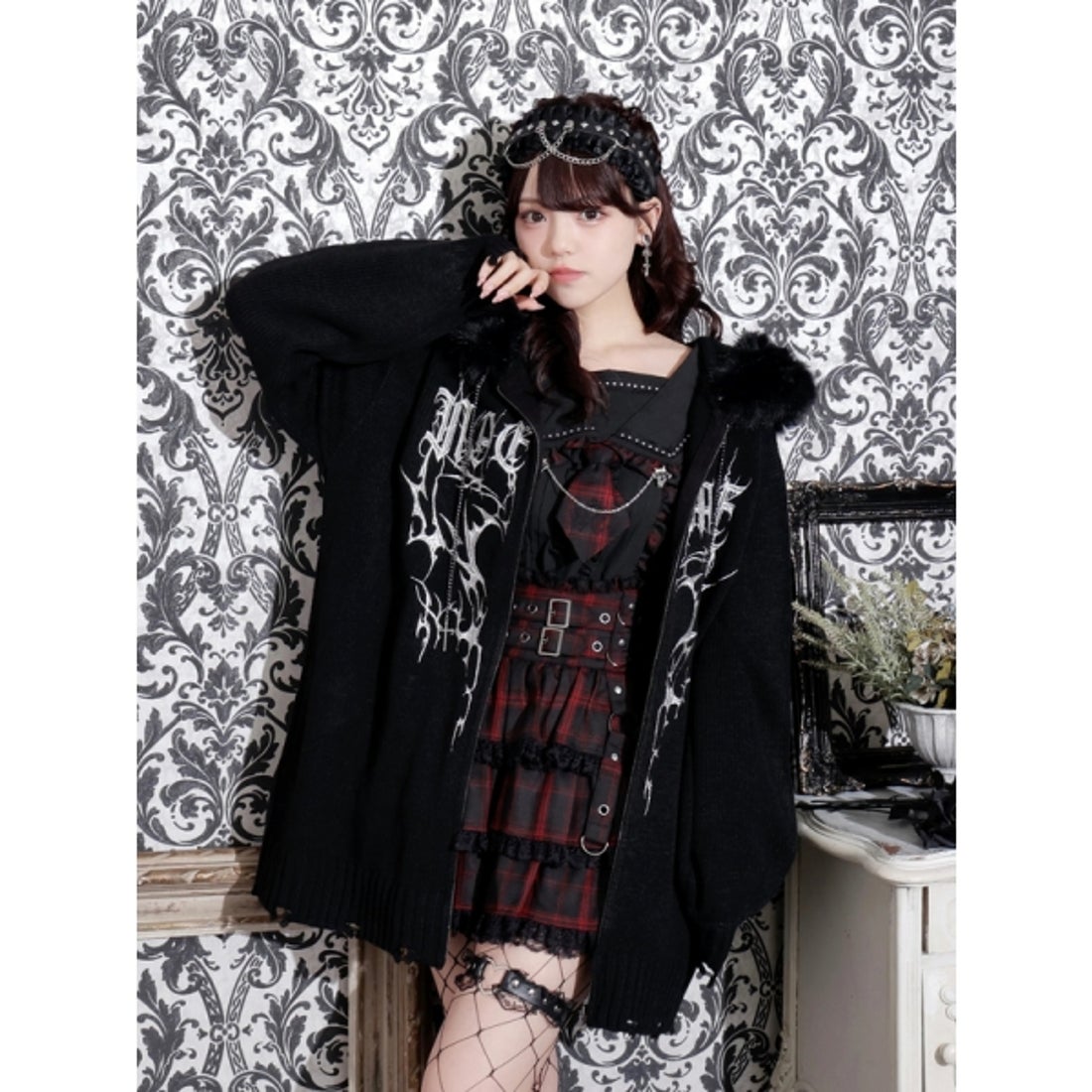 ノエミー NOEMIE フードファーダメージユニセックスニットZIPパーカー