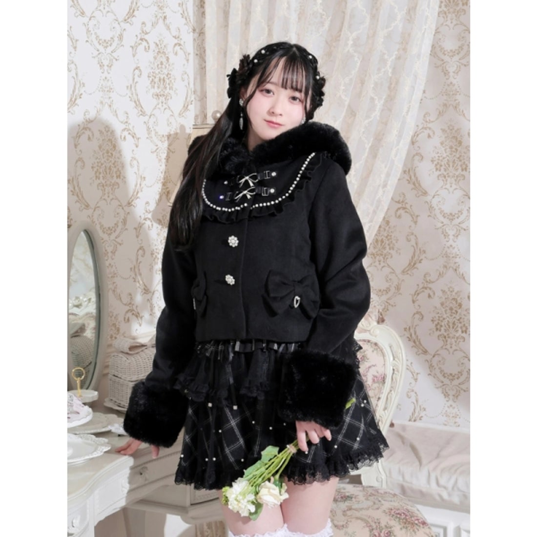 ノエミー NOEMIE ヨークフリルドーリーショートコート （ピンク