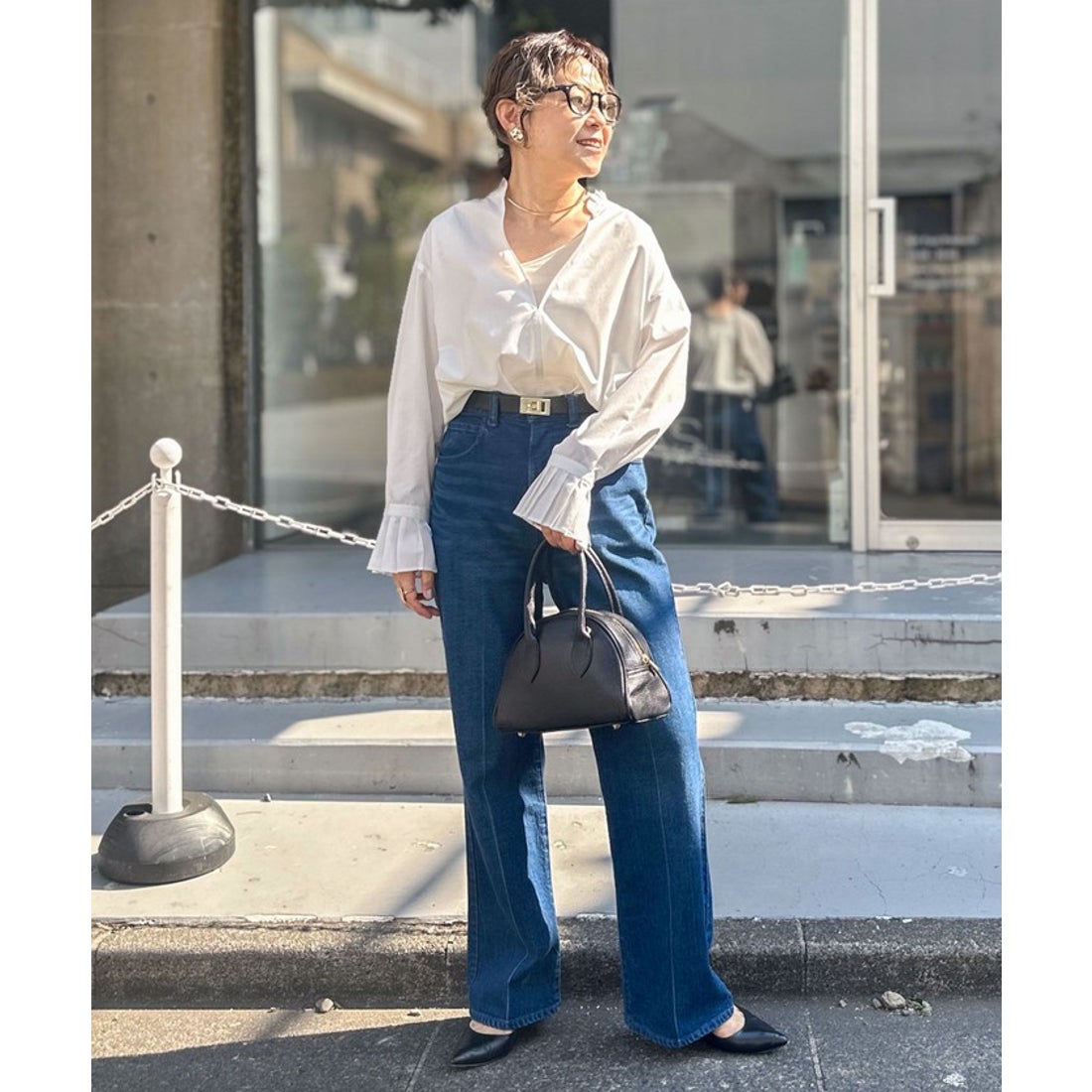 リエミラー Rie Miller 【RM denim】センタープレスハイウエストデニム