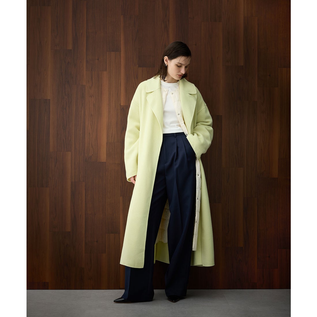 ノーク N.O.R.C ウールメルトンロングリバーコート （クリームイエロー