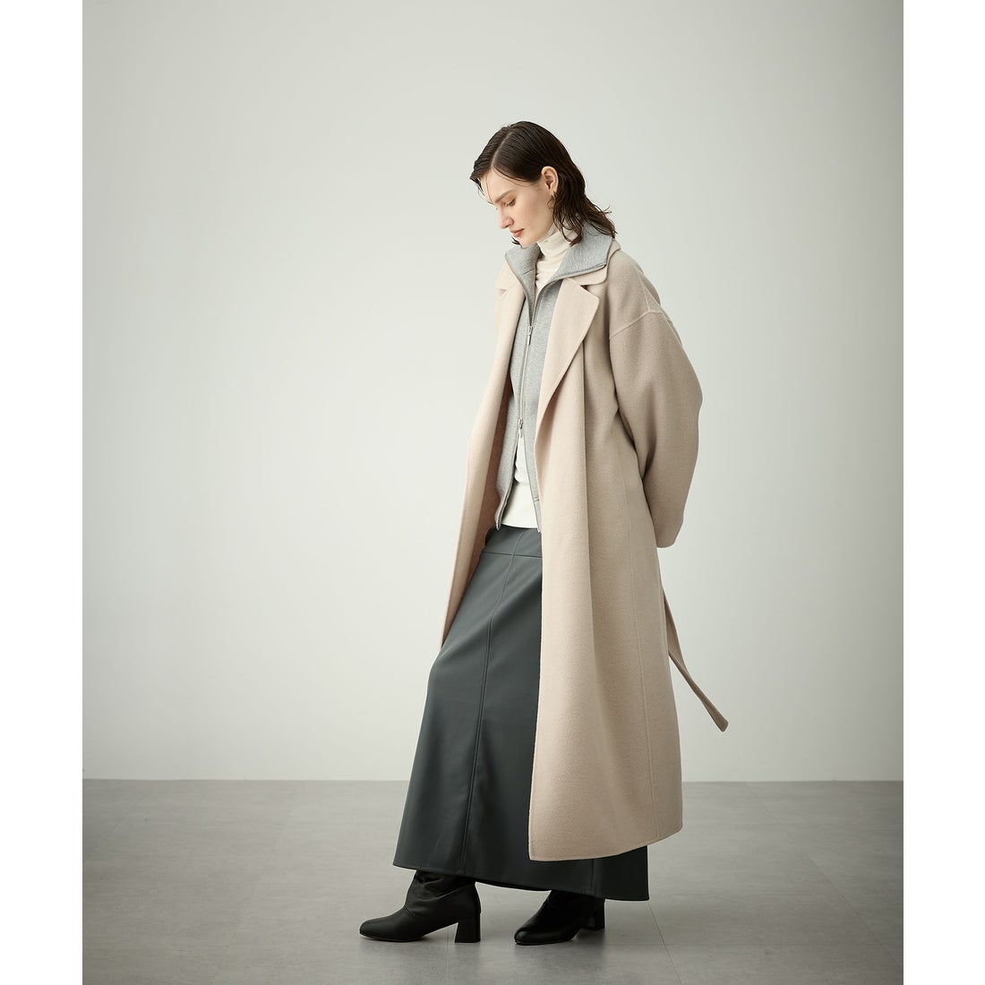 ノーク N.O.R.C ウールメルトンロングリバーコート （クリームイエロー