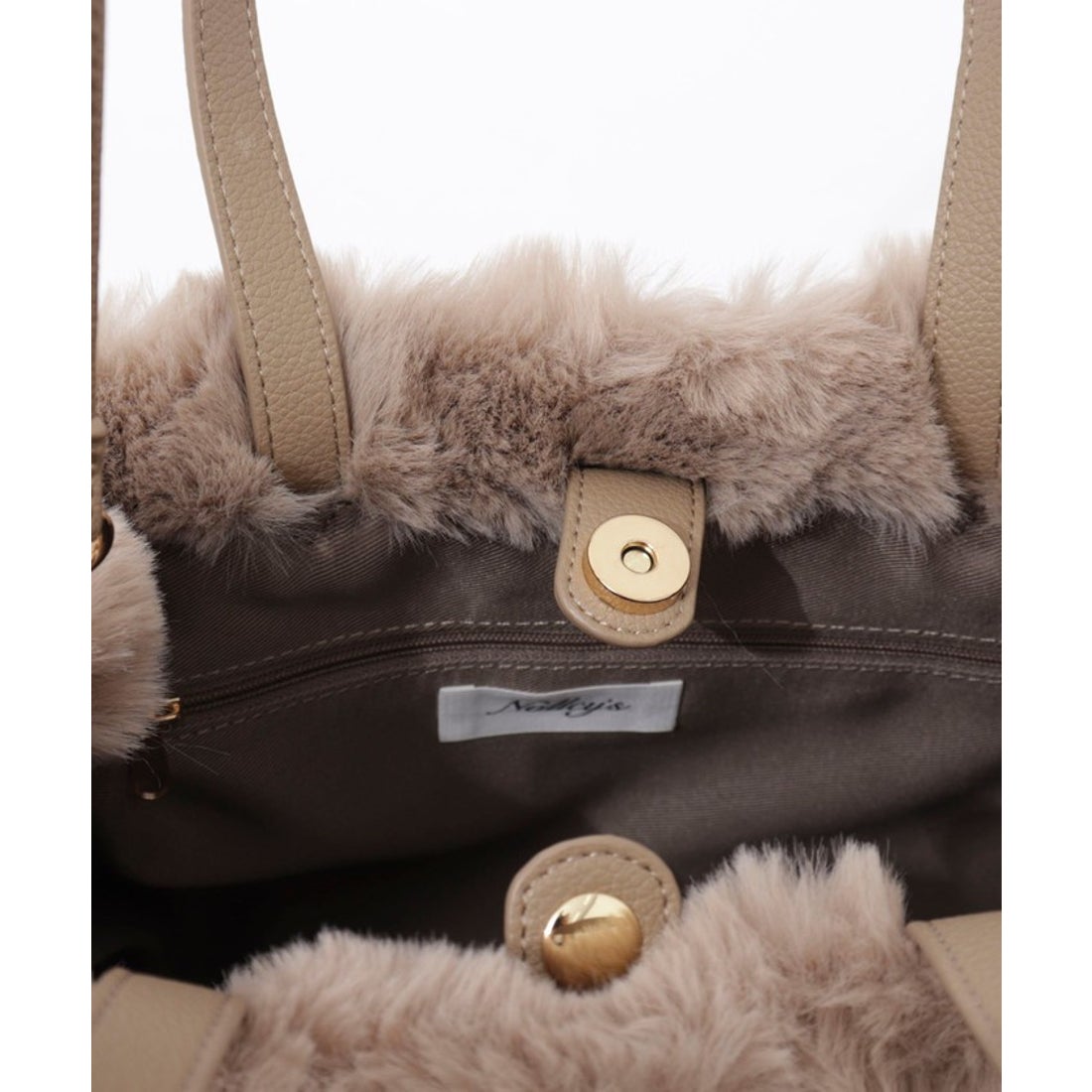 ノーリーズ NOLLEY'S ひねり金具付きファートートバッグ （グレー