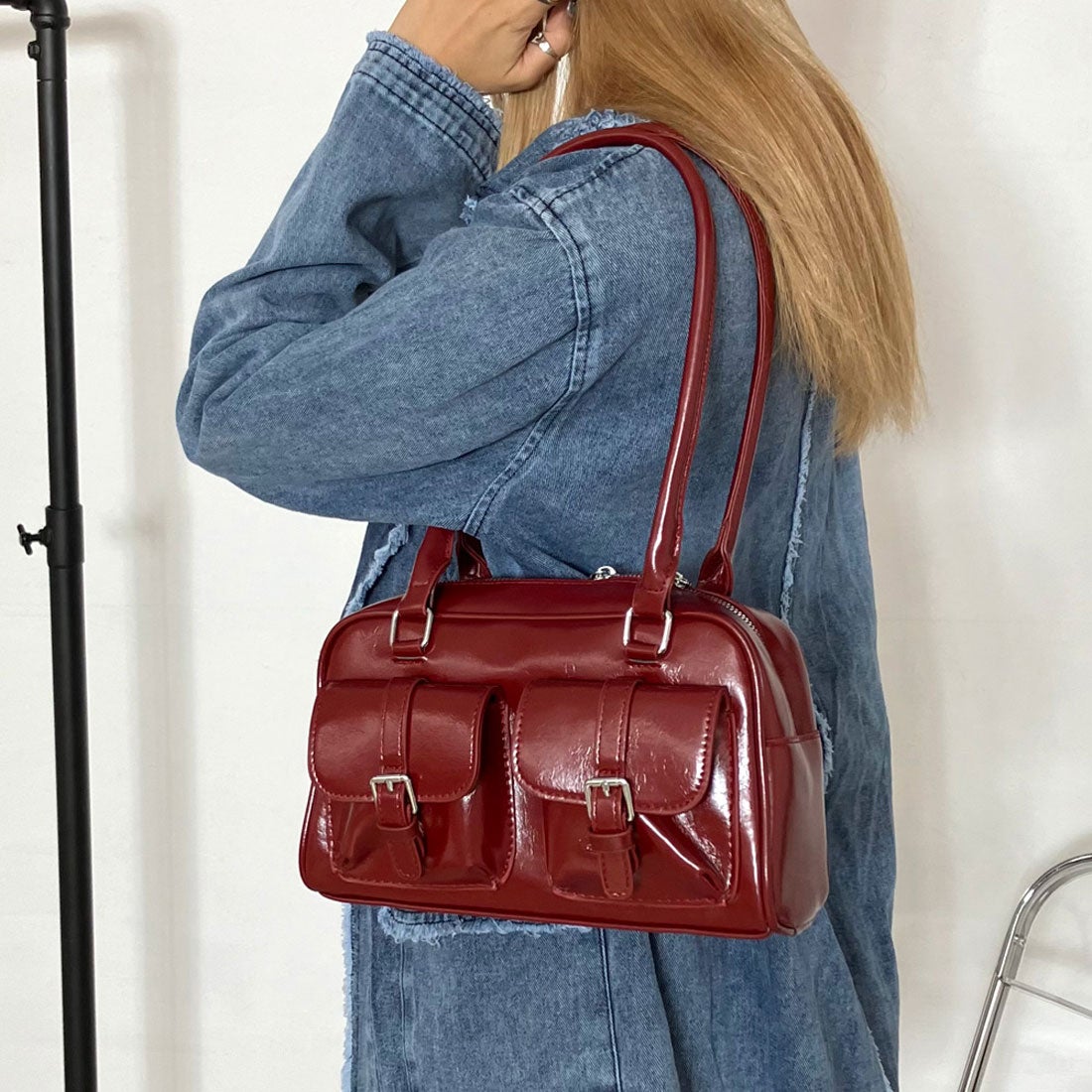 ノンヘッジ non-hedge 2ポケボストンバッグ （レッド） -靴