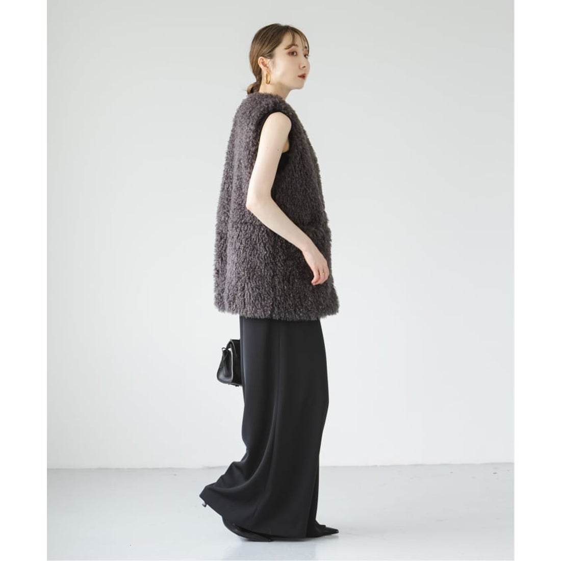 ノーブル NOBLE エコファーロングベスト （グレー） - ファッション