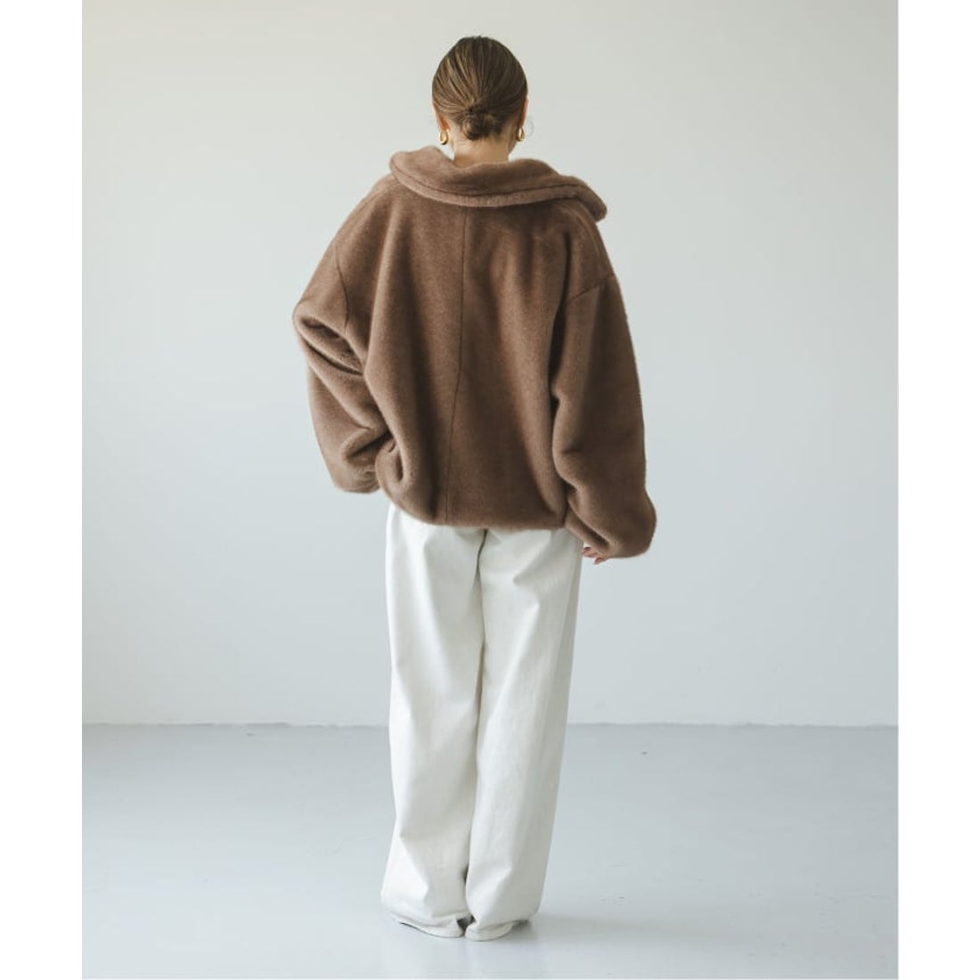 ノーブル NOBLE エコファースタンドカラーミドルブルゾン （ブラウン B