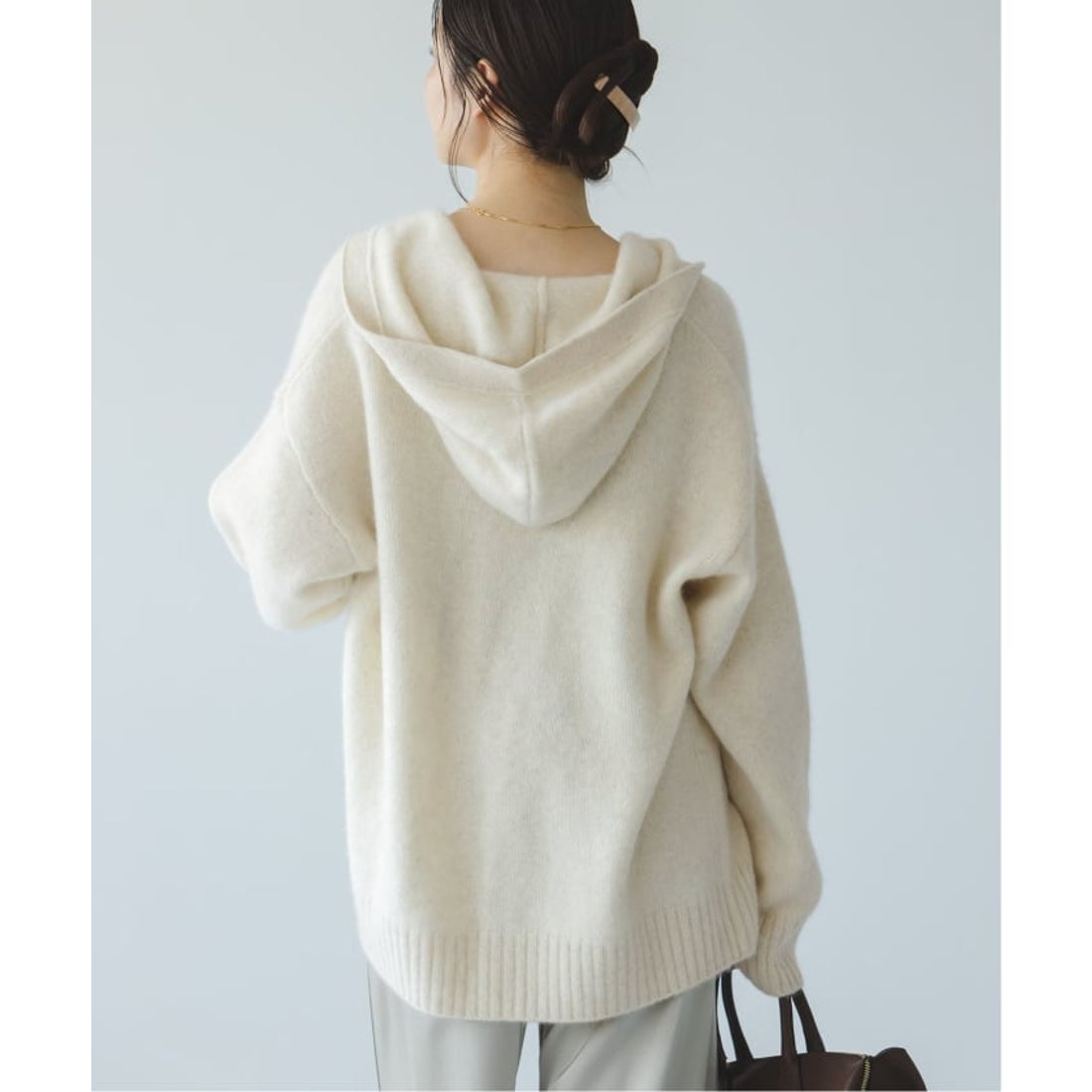 ノーブル NOBLE YAKフーディーカーディガン （ホワイト A