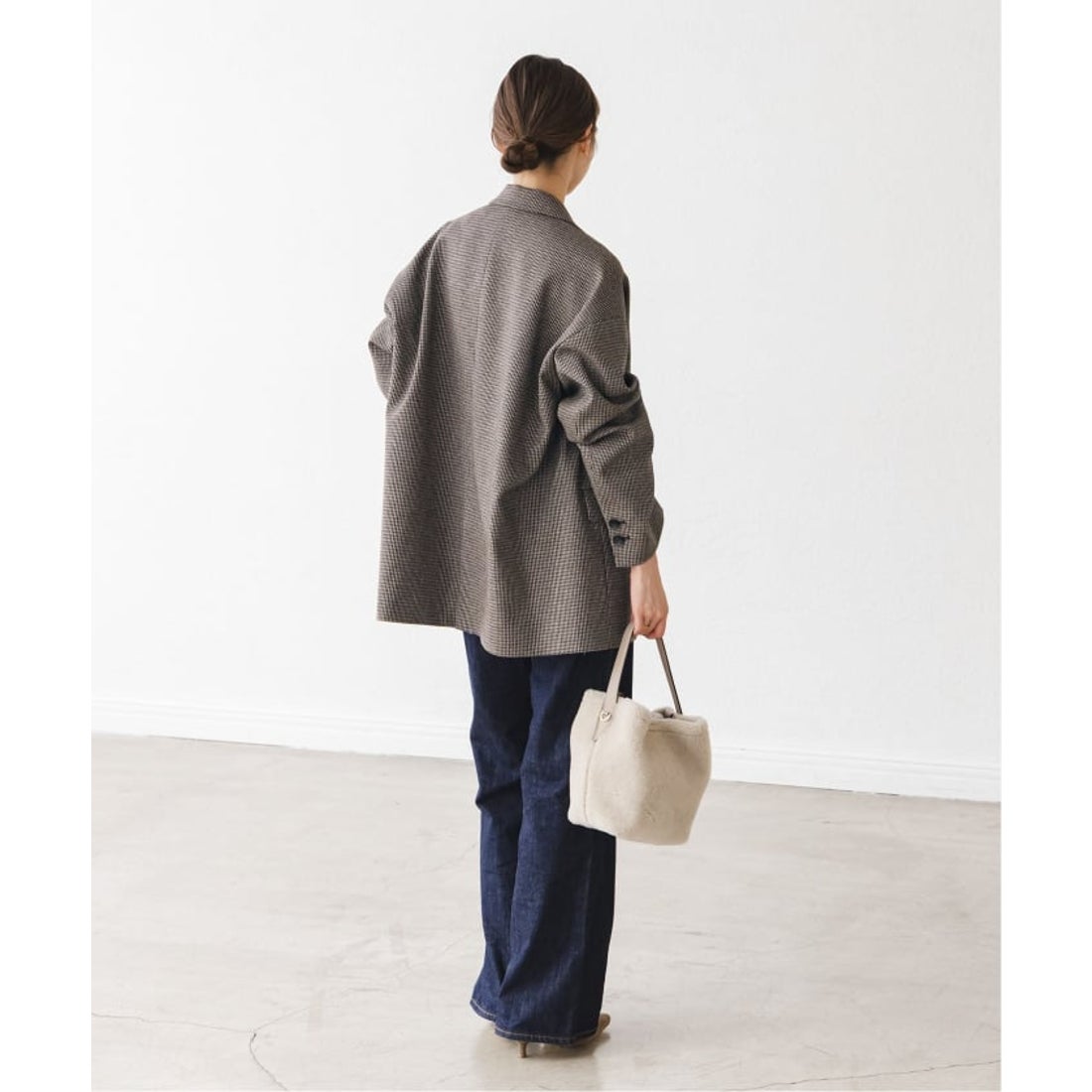 ノーブル NOBLE オーバーサイズチェックジャケット （グレーA