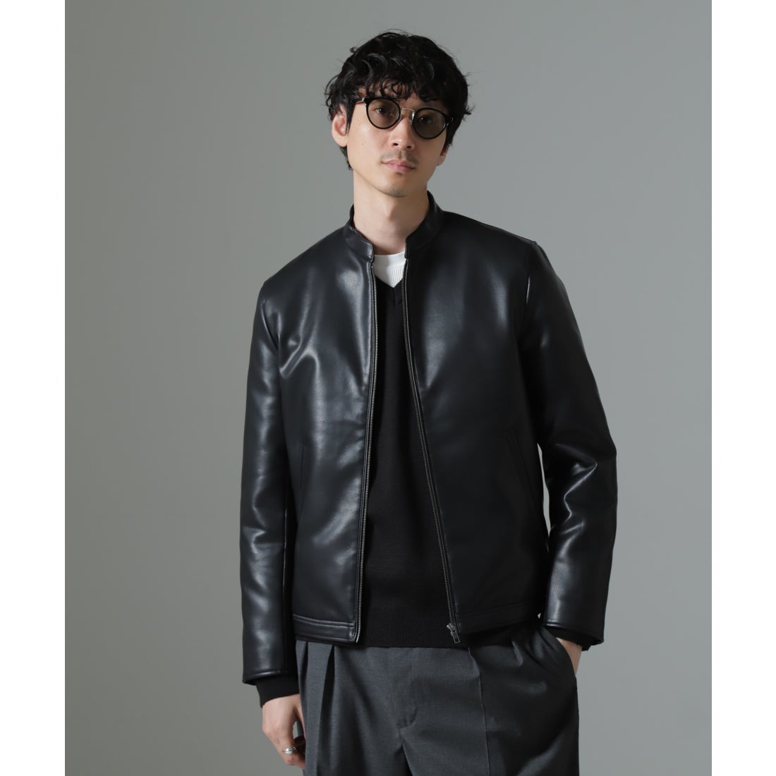 ナノ・ユニバース NANO universe フェイクレザーシングルライダース