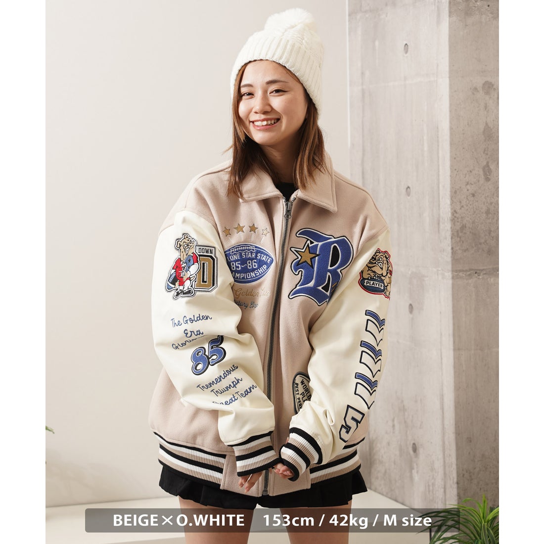 ワンフォークロージング 1111clothing ワッペン刺繍 袖PU スタジャン