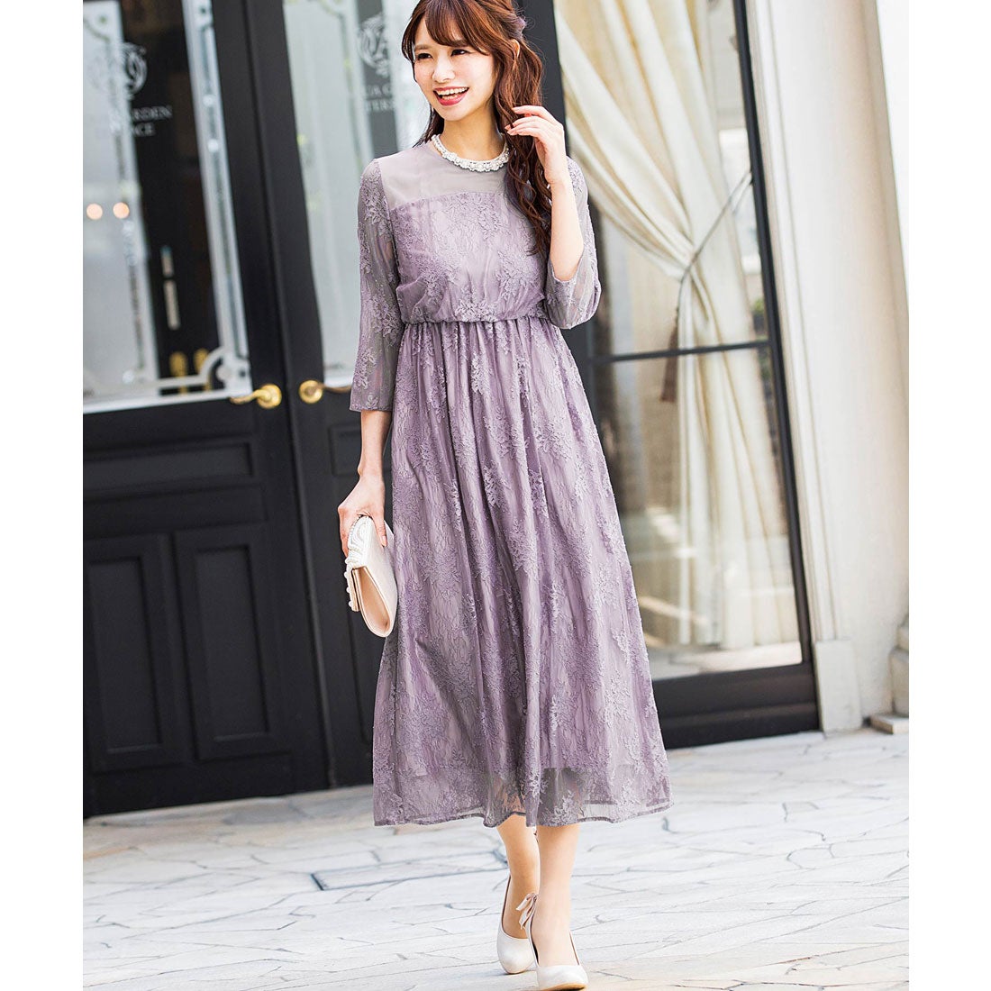 ニアナ niana 総レースロングレーススカート 結婚式ワンピース