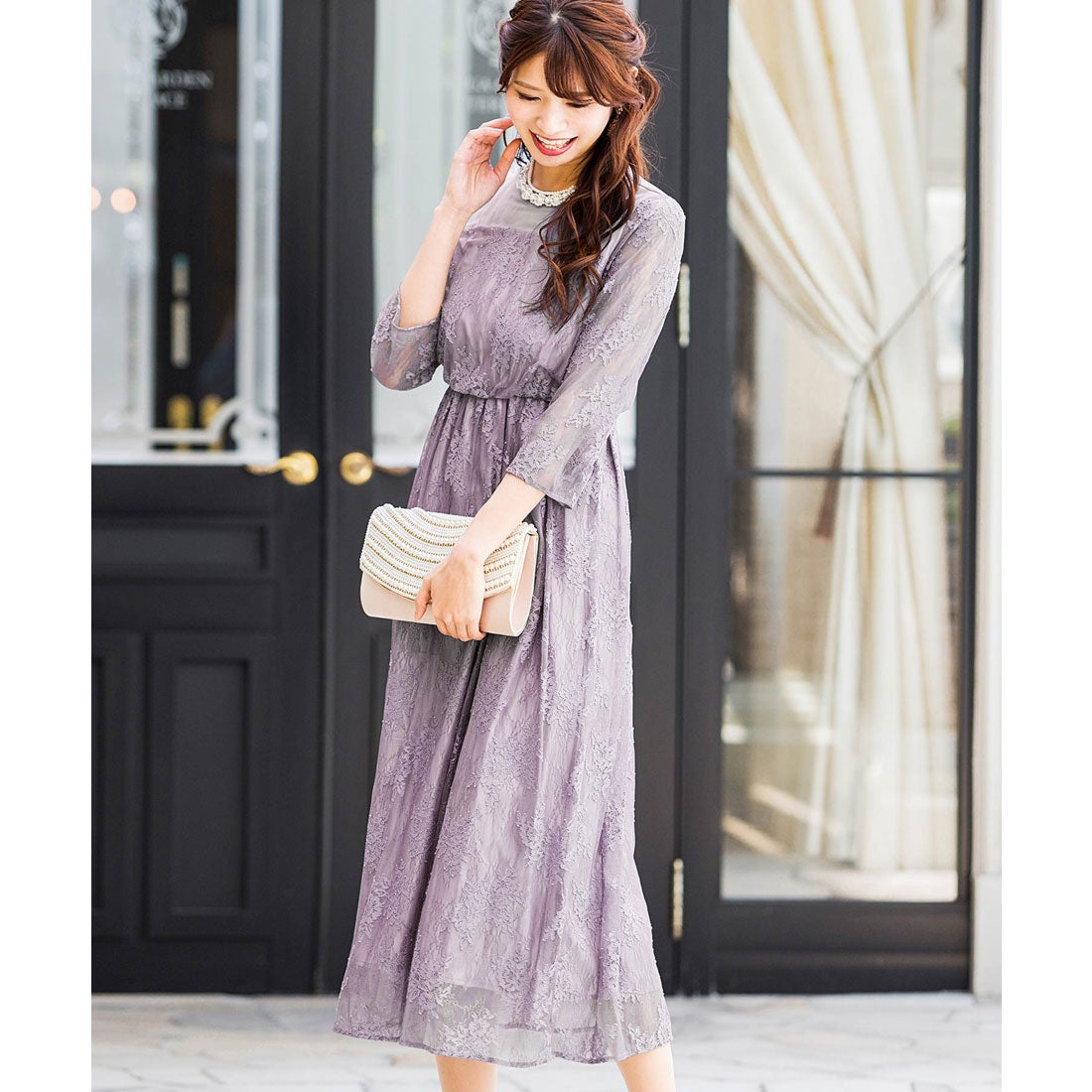 ニアナ niana 総レースロングレーススカート 結婚式ワンピース