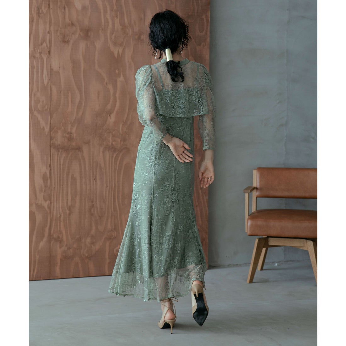 ニアナ niana ボレロキャミワンピースレイヤード総レースパーティー